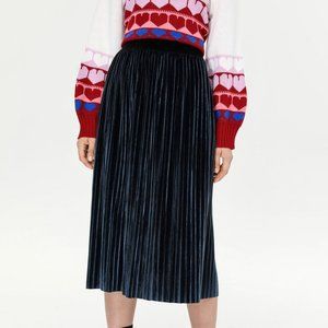 NWOT Cider Blue Velvet Midi Skirt